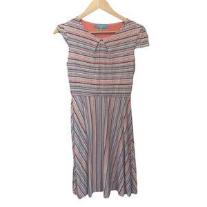 Fever London Heritage Dress Women 2 UK 6 Cap  Sleeve Fit Flare Stretch Fabric